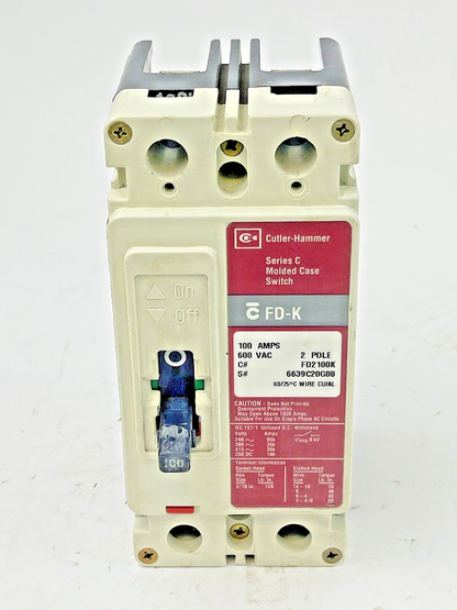 EATON - CUTLER-HAMMER - FD2100K - MOLDED CASE CIRCUIT BREAKER -100A/2POLE/600VAC