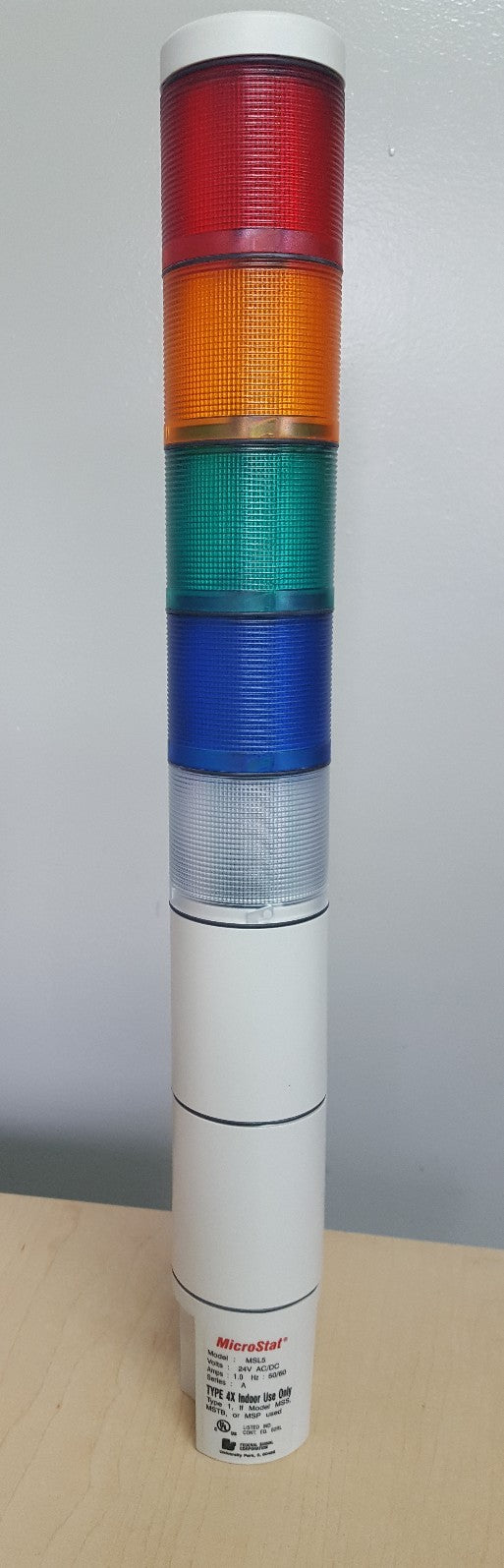 FEDERAL SIGNAL MICROSTAT MSL5 STACKLIGHT NODEL, 24V AC/DC, 1.0 HZ:50/60,SERIES A