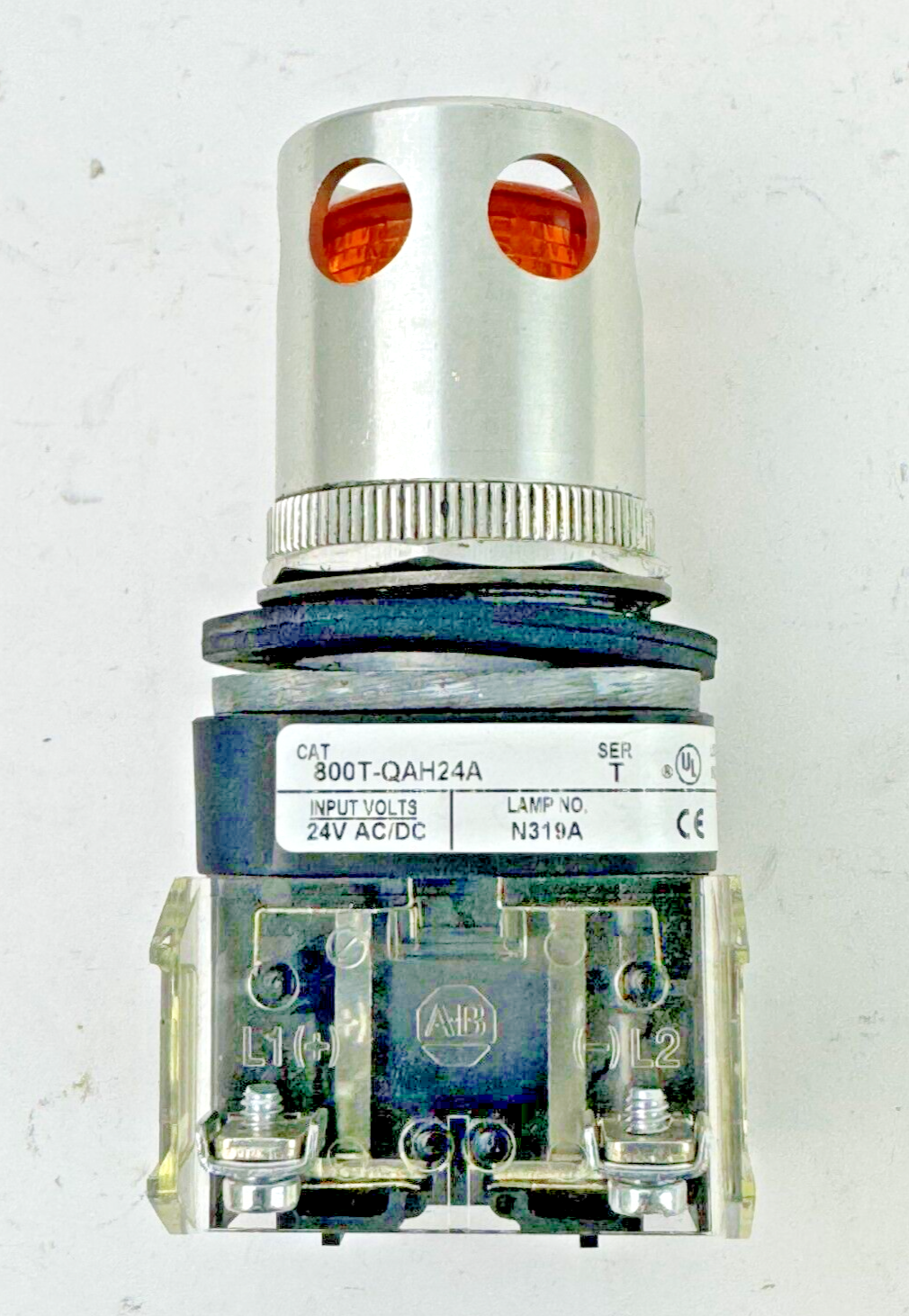 ALLEN-BRADLEY - 800T-QAH24A SER. T - AMBER PUSH BUTTON W/ 800T-XA SER. D & GUARD