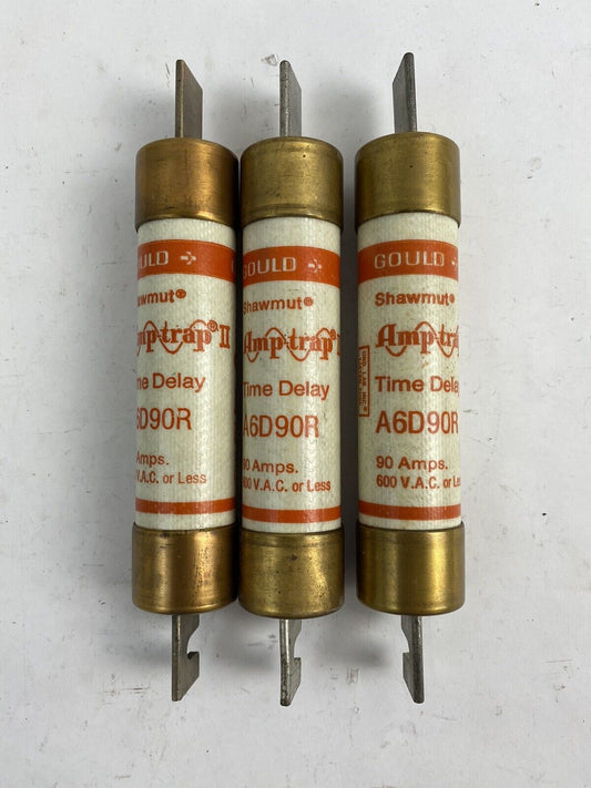 Gould Shawmut Amp-trap II A6D90R 90A 600V Fuse "Lot of 3"