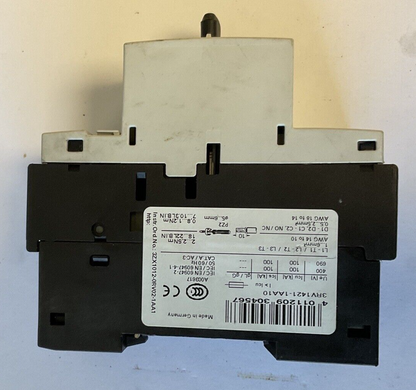 SIEMENS 3RV1421-1AA10 MANUAL MOTOR STARTER CLASS 10 33A 1.1-1.6A ***LOTOF2***
