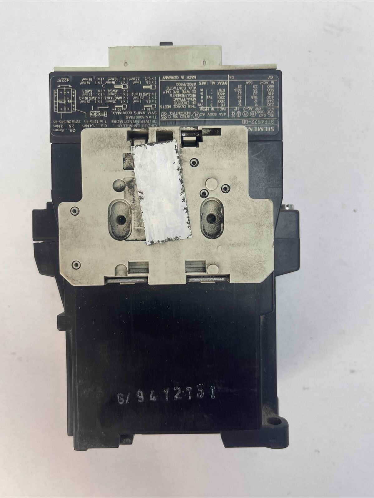 SIEMENS 3TF4522-0B CONTACTOR 45A 600VAC COIL 24VDC