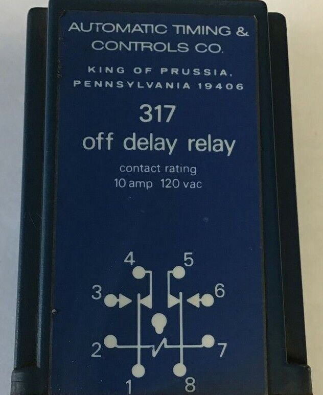 ATC 317 TIME DELAY RELAY 317K 10 AMP 120VAC 0-.5MIN 50/60HZ