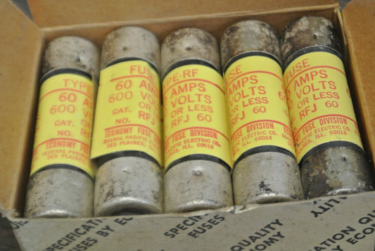 BOX of 10 / ECONOMY RFJ60 SEMICONDUCTOR FUSE / 60A / 600V / NEW SURPLUS