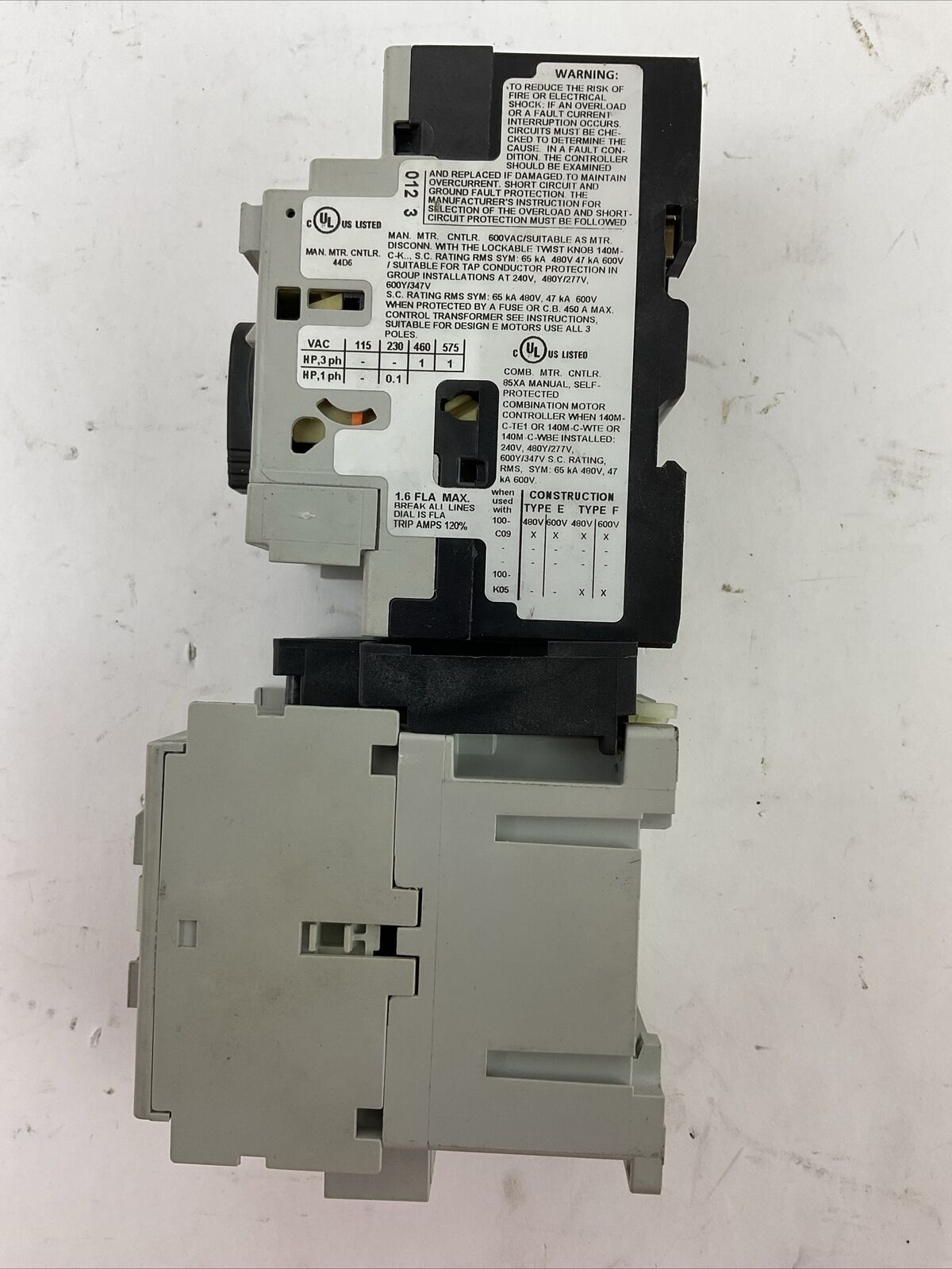 ALLEN BRADLEY ECONOMY STARTER (140M-C2E-B16 1.0-1.6A + 100-C09E*10 COIL 24VDC)