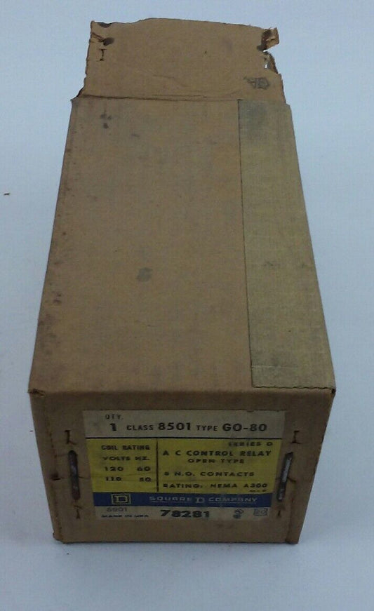 Square D 8501 G0-80 Series D A/C Control Relay Open Type 8 N.O. Contacts