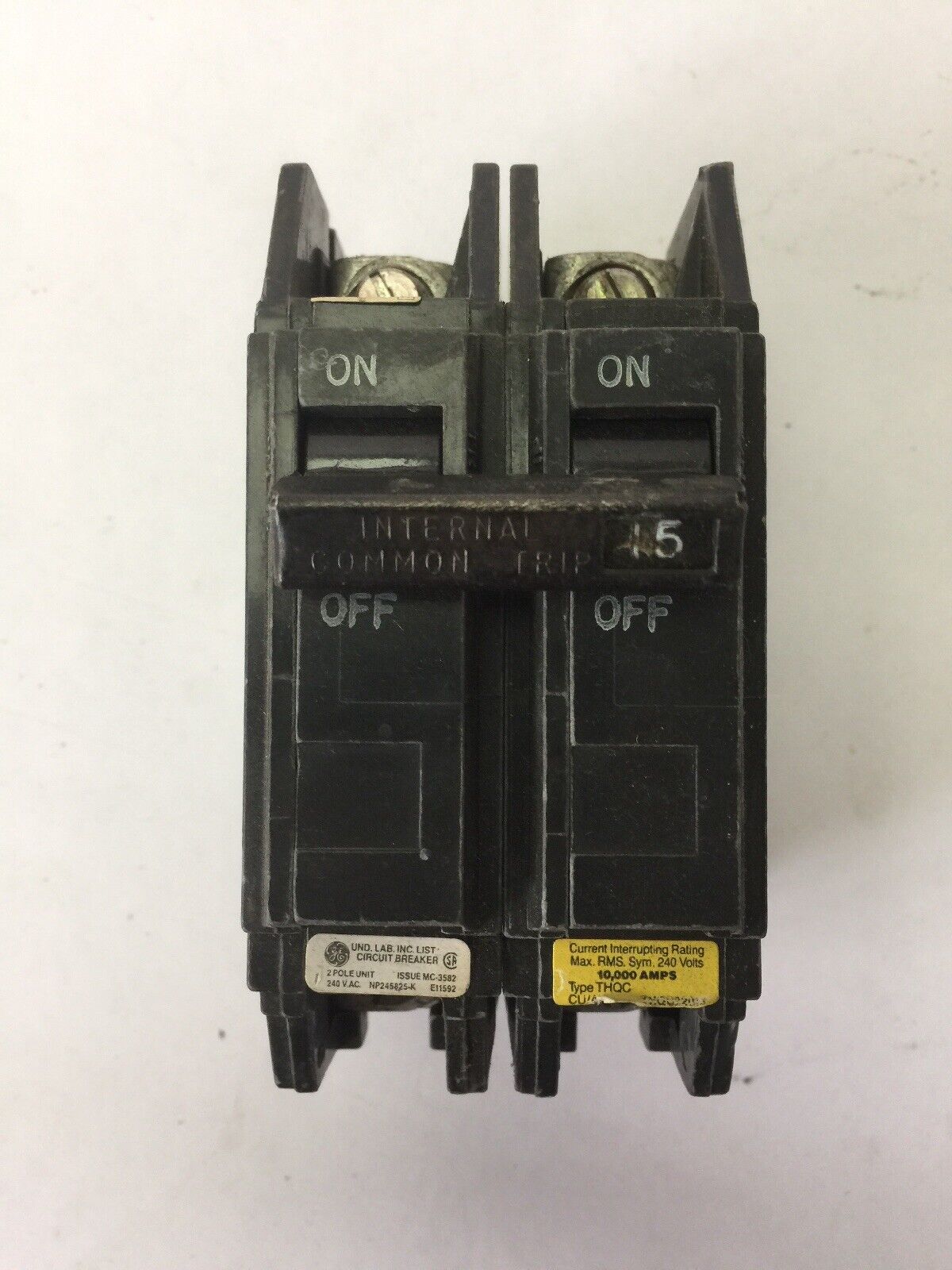 GE THQC22015 CIRCUIT BREAKER 15AMP 240VAC 2 POLE