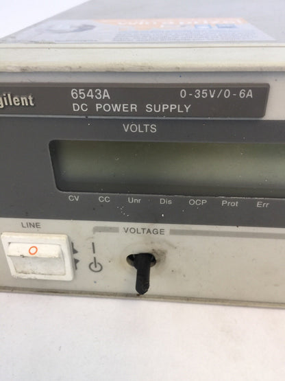 AGILENT 6543A DC POWER SUPPLY 0-35V/ 0-6A