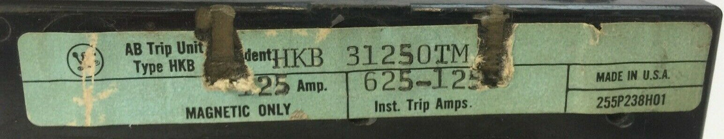 WESTINGHOUSE HKB31250TM TRIP UNIT 125AMP 3POLE INST TRIP 625-1250A