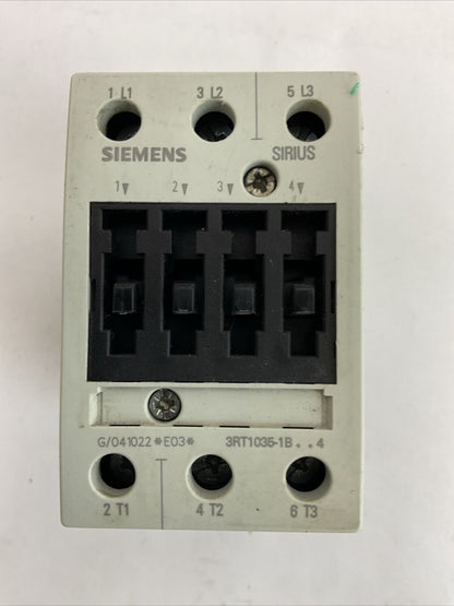 SIEMENS 3RT1035-1BB44 CONTACTOR 55A 600VAC 3PH 40HP COIL 24VDC