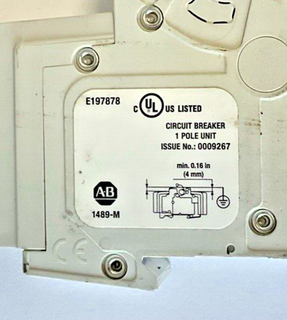 ALLEN-BRADLEY 1489-M1D200 CIRCUIT BREAKER 20A 10KA SER.D 277VAC 50/60HZ