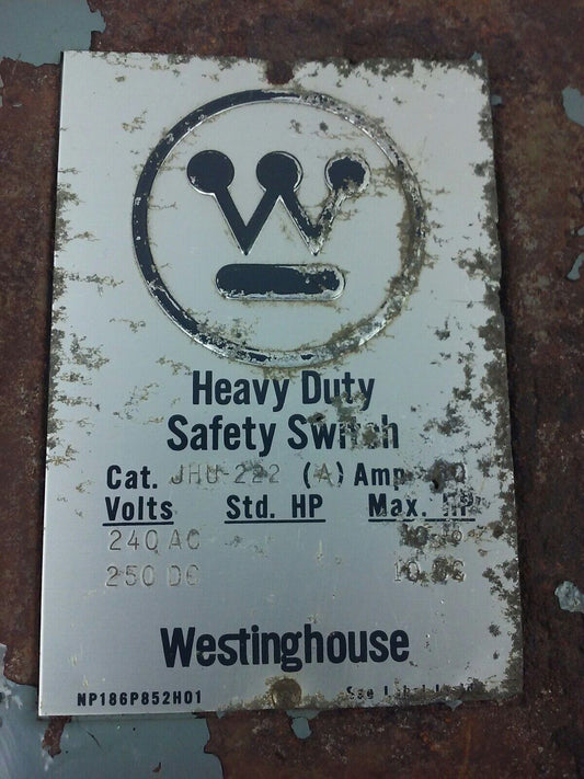 WESTINGHOUSE JHU222 H.D. SAFETY SWITCH NON FUSIBLE, 2PH, 60A, 240V/250DC,NEW JHU