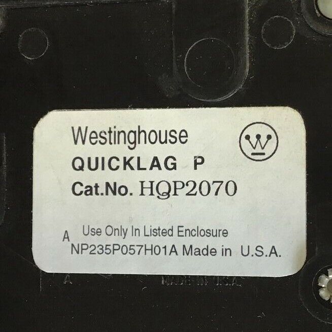 WESTINGHOUSE HQP2070 CIRCUIT BREAKER 120/240VAC 2POLE  QUICKLAG