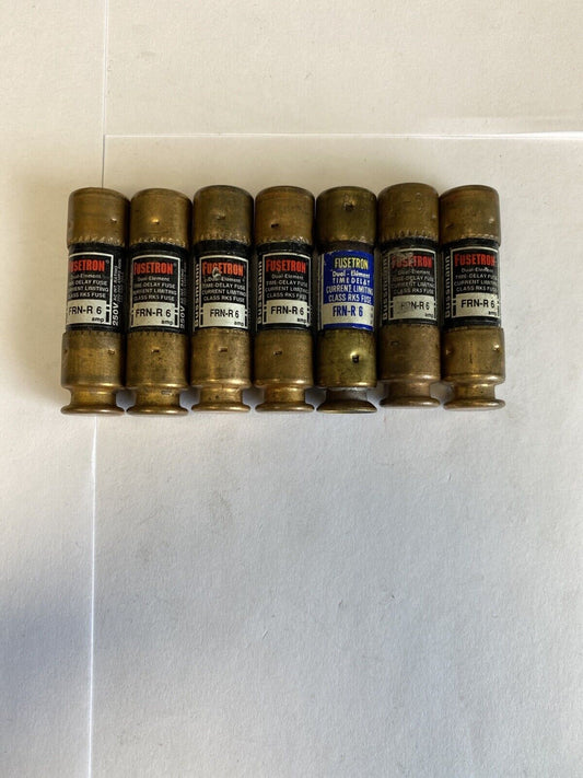 Bussmann Fusetron FRN-R-6 6A 250V Fuse "Lot of 7"