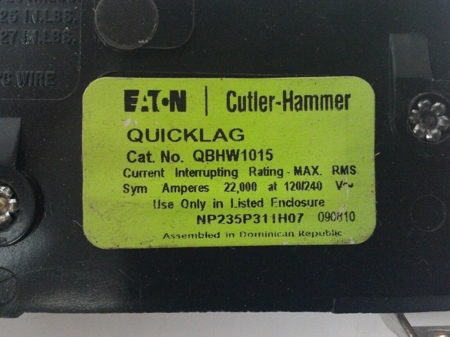 CUTLER HAMMER QBHW1015 CIRCUIT BREAKER ONE POLE (LOT OF 5)