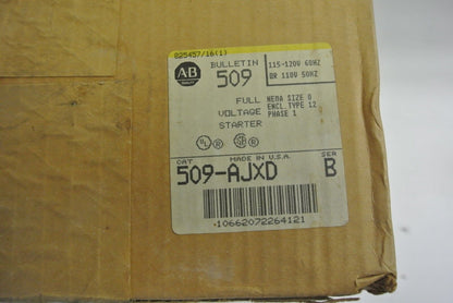 ALLEN-BRADLEY 509-AJXD FULL VOLTAGE STARTER 115-120V 60Hz NEW SURPLUS 509-AOXD