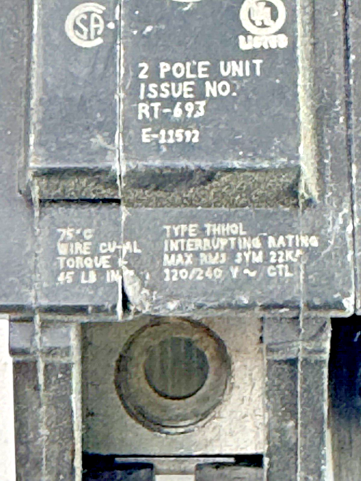 GE - THQL2100 - COMMON TRIP CIRCUIT BREAKER - 2 POLE, 100 A, 240 VAC