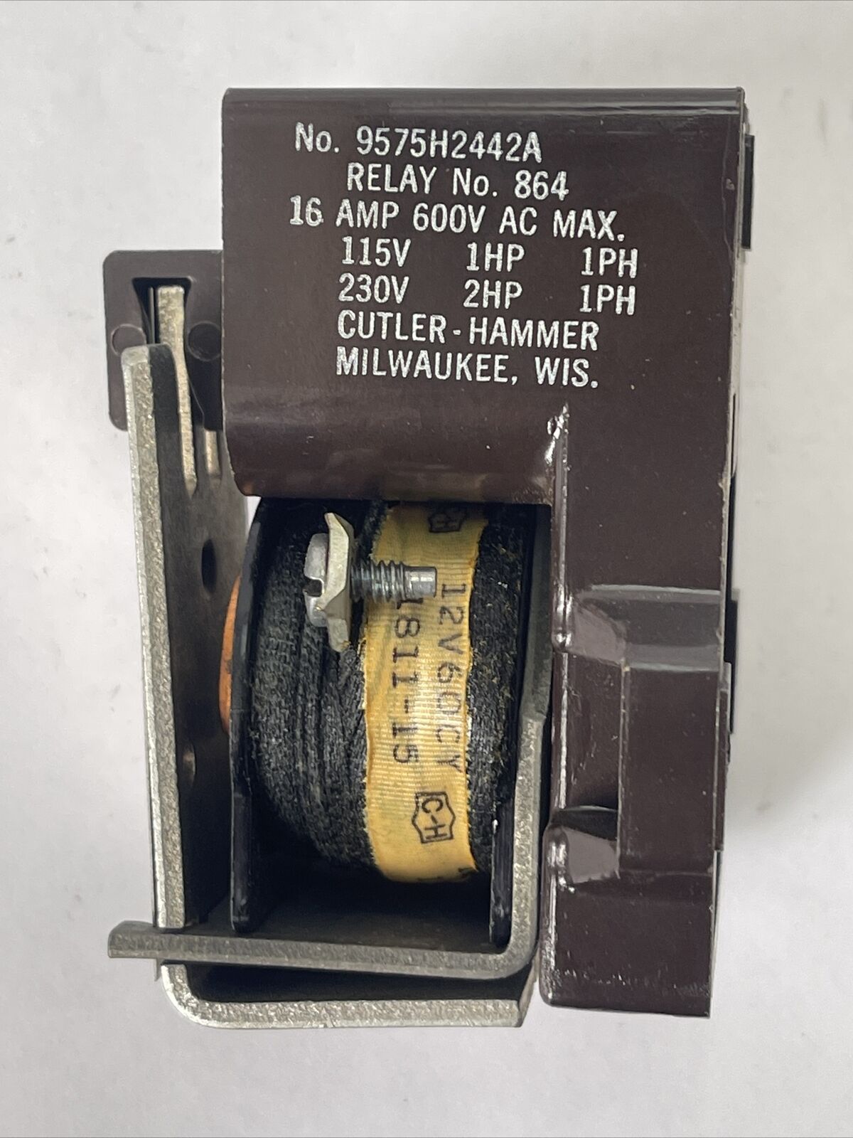 CUTLER HAMMER 9575H2442A RELAY NO 864 16A 600VAC 115V 1HP 230V 2HP COIL 12V 60CY
