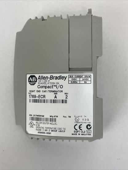 ALLEN BRADLEY 1769-ECR COMPACT I/O SER A REV 2 RIGHT END CAP / TERMINATOR