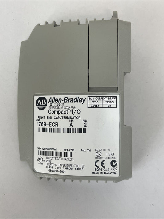 ALLEN BRADLEY 1769-ECR COMPACT I/O SER A REV 2 RIGHT END CAP / TERMINATOR