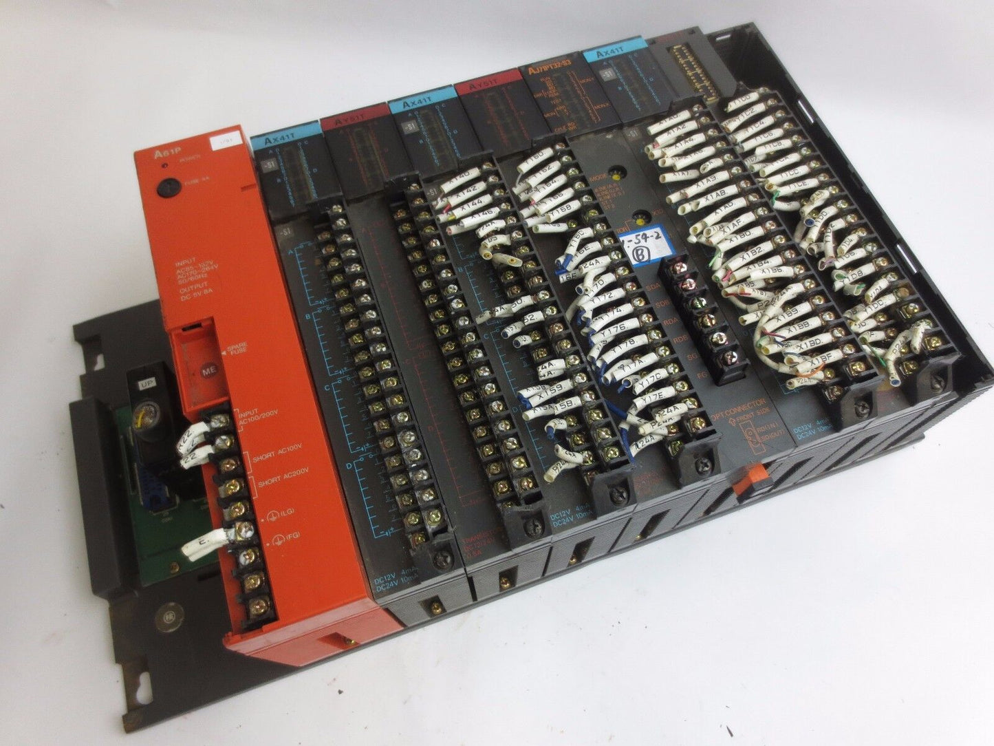 MITSUBISHI MELSEC A61P + AX41T (3) + AY51T (3) + AJ71PT32-S3 - PLC MODULES, BASE