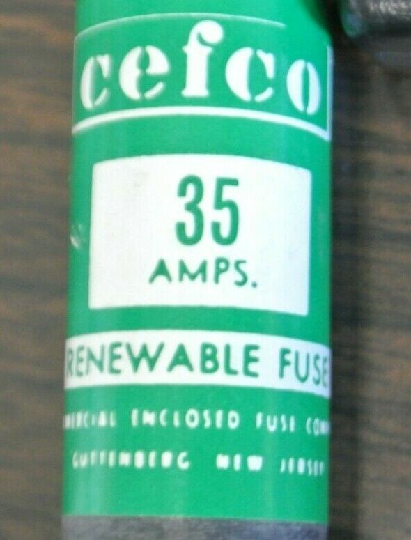 BOX of 10 CEFCO REN35 CLASS H TIME-LAG RENEWABLE FUSE / 35A / 250V / NEW SURPLUS