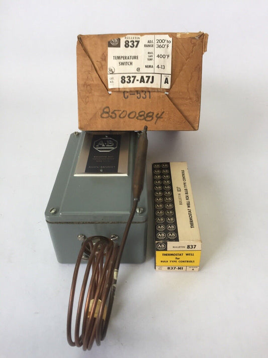ALLEN BRADLEY 837-A7J TEMPERATURE SWITCH 200-360 F NEMA 4-13