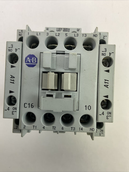 ALLEN BRADLEY 100-C16*10 SER B 600VAC 30AMP 3PH 15HP CONTACTOR COIL 120V 100-S