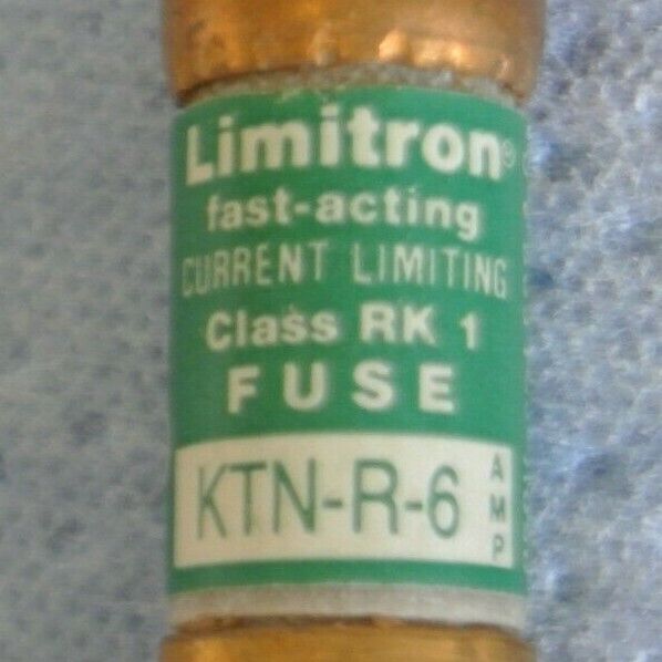 LOT of 5 / KTK-R-6 LIMITRON CLASS RK1 FUSE / 6A / 250V / NEW SURPLUS