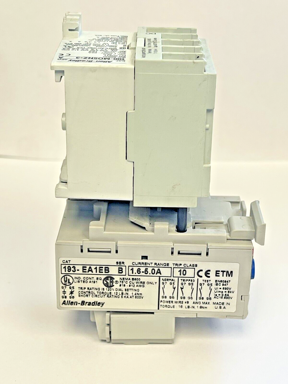 ALLEN BRADLEY - 193-EA1EB SER. B OVERLOAD RELAY & 100-MO5NZ*3 SER. A 24VDC COIL