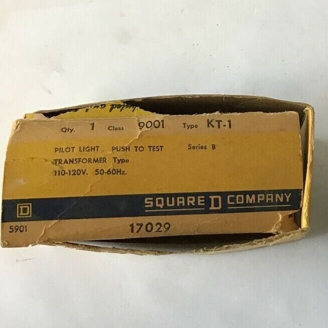 SQUARE D 9001KT-1 PILOT LIGHT PUSH TO TEST 120V 60HZ SER.B ORANGE CAP