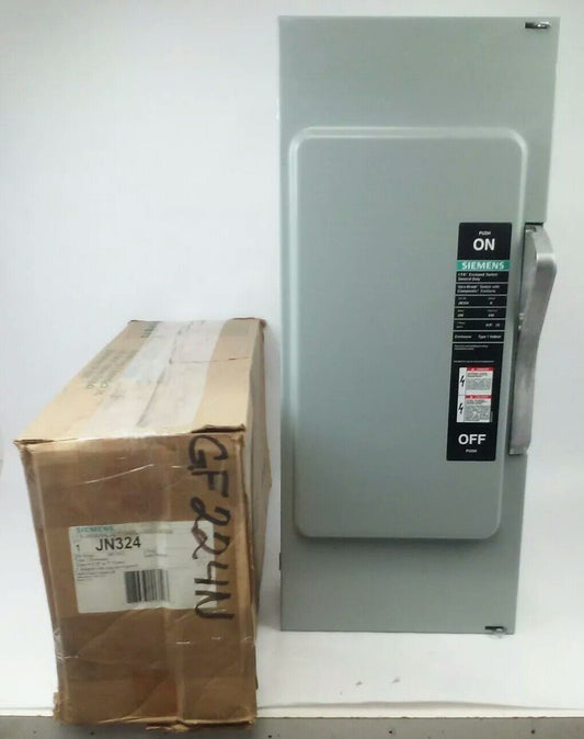 SIEMENS JN324 FUSIBLE SAFETY SWITCH 2P, 1PH, 200A, 240V, 15HP, TYPE 1 INDOOR