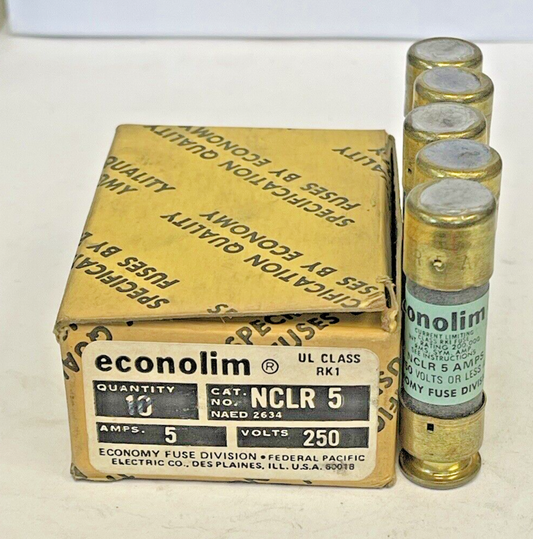 ECONOLIM *BOX OF 5* - NCLR 5 - 5 AMP, 250 VAC, CURRENT-LIMITING CLASS RK1 FUSES