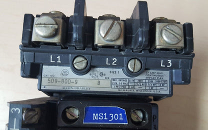 ALLEN BRADLEY MOTOR STARTER 509-B0D-9