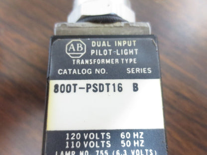 ALLEN-BRADLEY 800T-PSDT16 Ser. B PILOT LIGHT - LOT of 3 - NO COLORED LENS