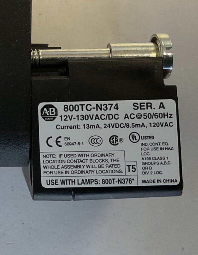 ALLEN BRADLEY 800T-QH2A 30MM PILOT LIGHT SER.V 130VAC/DC