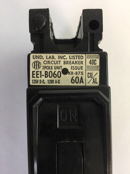 ITE EE1-B060 CIRCUIT BREAKER 125VDC 120VAC 60A 1POLE