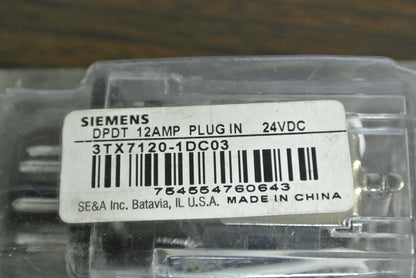 SIEMENS 3TX7120-1DC03 - RELAY - DPDT, 12A, PLUG-IN, 24VDC - NEW SURPLUS