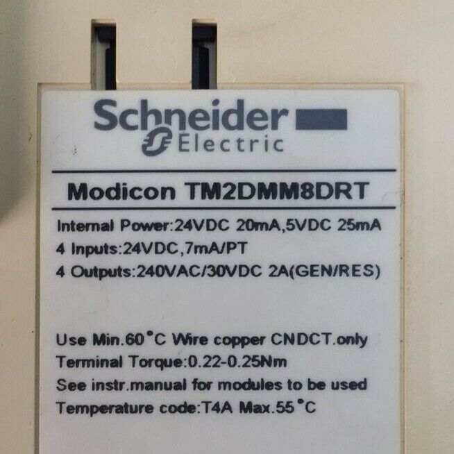 SCHNEIDER TM2DMM8DRT DC IN RELAY OUT MODULE INPUT 24VDC OUTPUT 240VAC/30VDC 2A