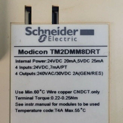 SCHNEIDER TM2DMM8DRT DC IN RELAY OUT MODULE INPUT 24VDC OUTPUT 240VAC/30VDC 2A