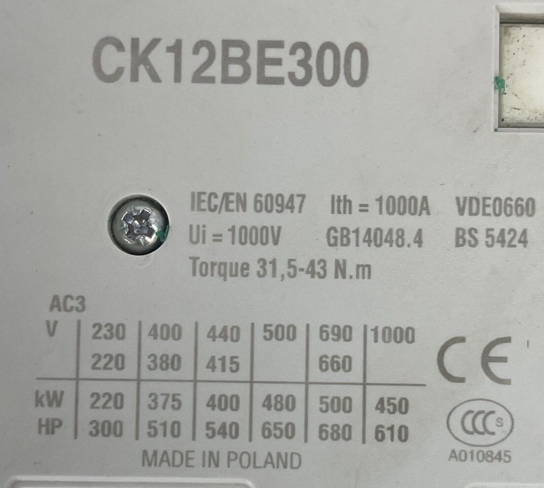 GE CK12BE300 CONTACTOR 600VAC 680HP 1000A KM6EN COIL 220-250V KRC-48/260 48-260V