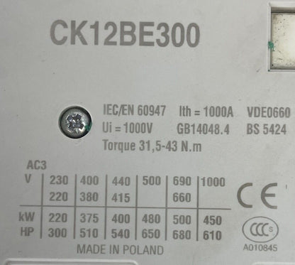 GE CK12BE300 CONTACTOR 600VAC 680HP 1000A KM6EN COIL 220-250V KRC-48/260 48-260V