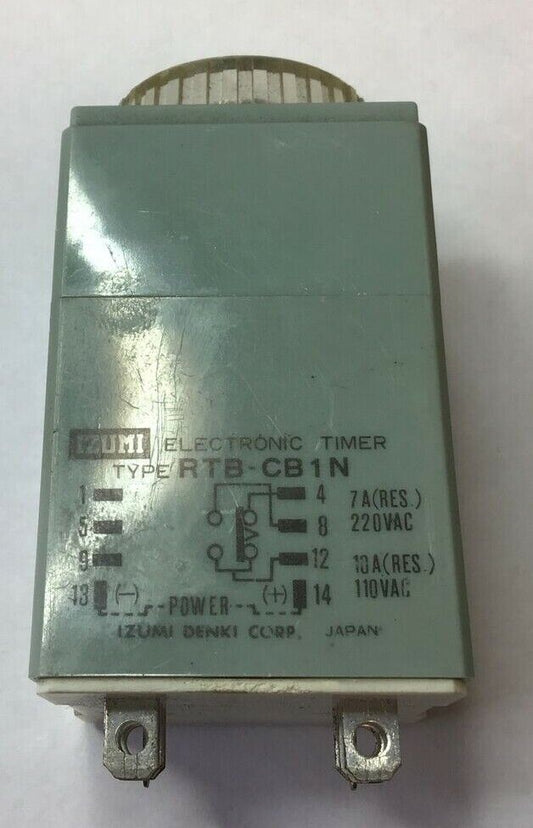 IZUMI RTB-CB1N 120VAC ELECTRONIC TIMER 7A(RES.)220VAC 10A(RES.)110VAC