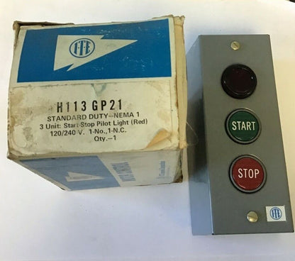 ITE H113GP21 CONTROL STATION STANDARD DUTY START/STOP/PILOT LIGHT 120/240V