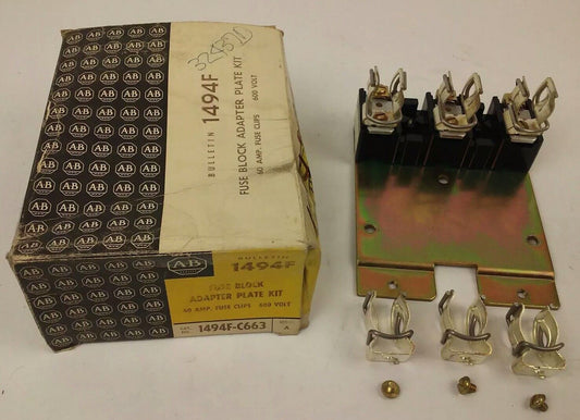 ALLEN BRADLEY 1494F-C663 SER. A,FUSE BLOCK ADAPTER PLATE KIT,60A,600V,W/X-401979