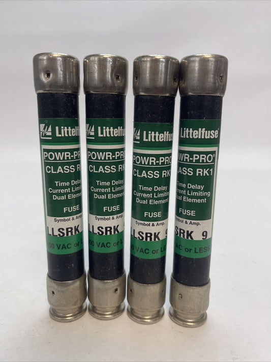 LITTELFUSE LLSRK9 POWR-PRO CLASS RK1 TIME-DELAY FUSE 9AMP 600VAC (LOT OF 4)