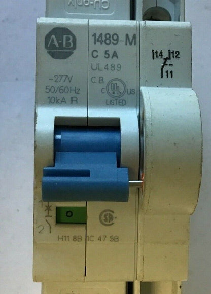 ALLEN BRADLEY 1489-M C 5A 1POLE CIRCUIT BREAKER W/ 1489-ABRA3 AUX. CURCUIT