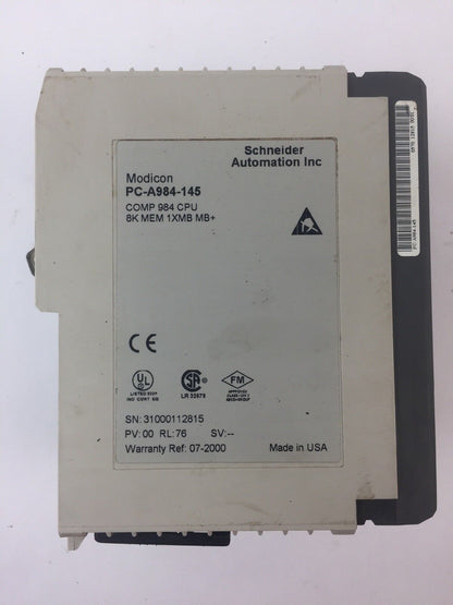 MODICON PC-A984-145 COMP 984 CPU 8K MEM 1XMB MB+ MBPLUS MODBUS 24VDC MODULE
