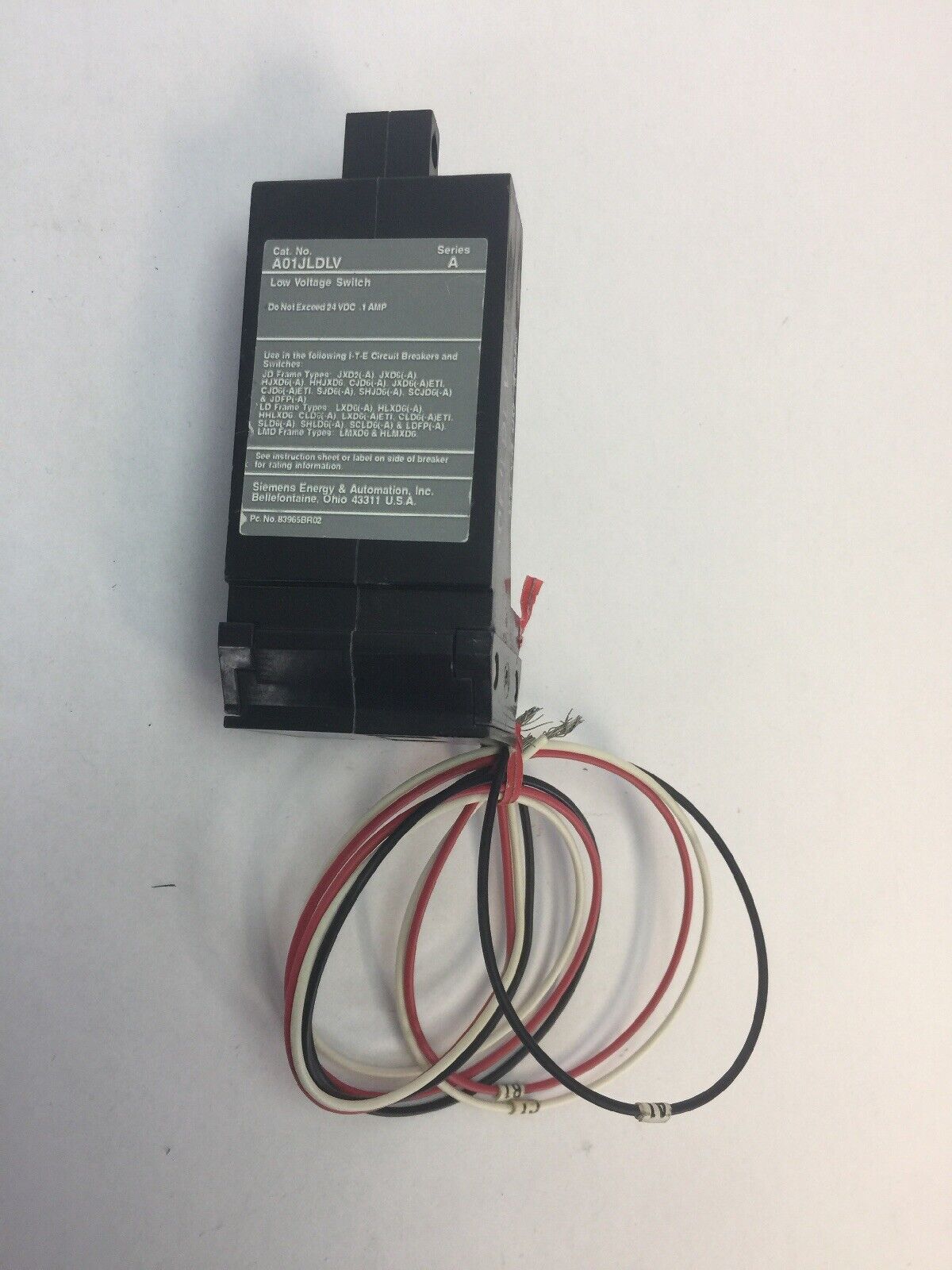 ITE A01JLDLV LOW VOLTAGE SWITCH 24VDC 0.1AMP