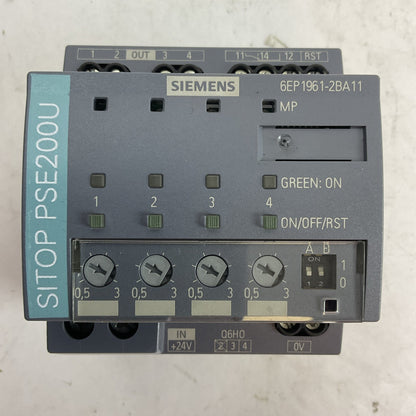 SIEMENS 1P 6EP1961-2BA11 SITOP PSE200U SELECTIVITY MODULE OUTPUT 4xDC 24V 12A